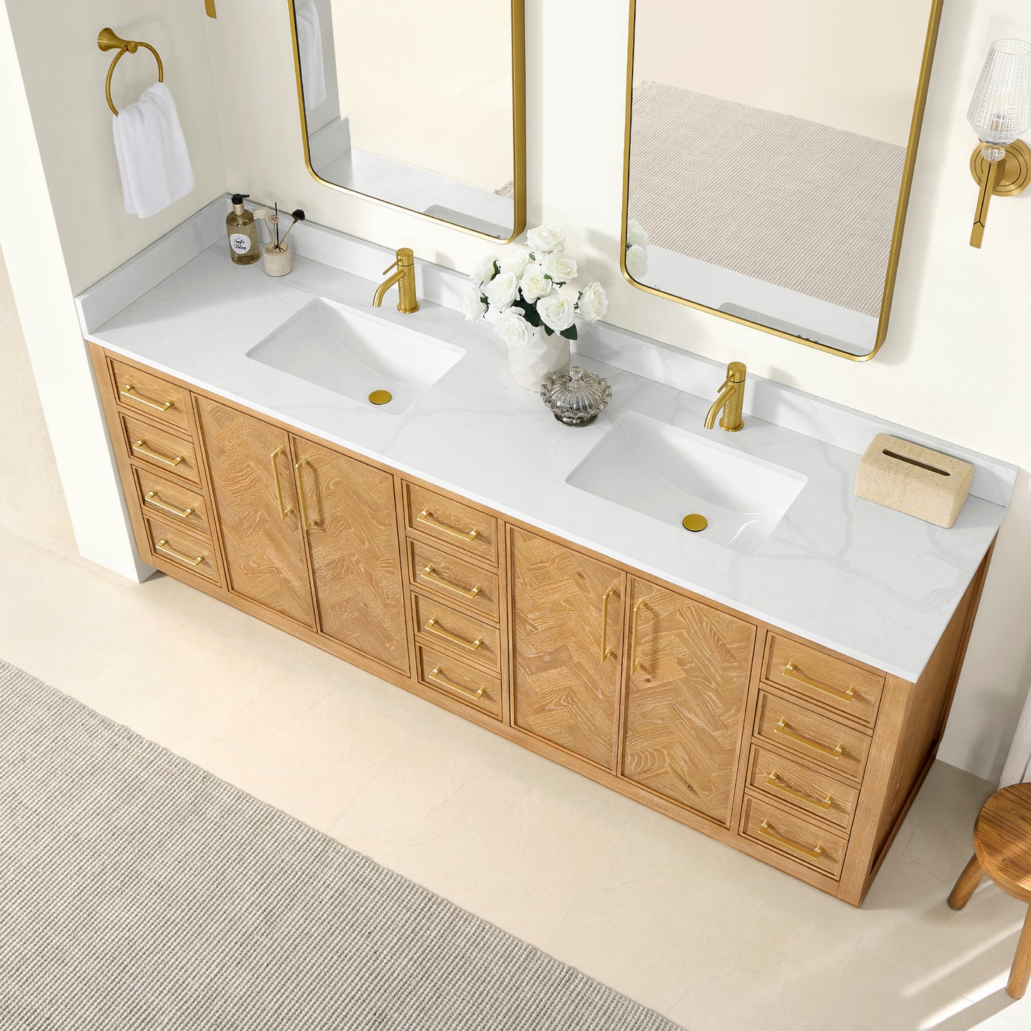 Jakarta 84" Freestanding Double Bath Vanity in Oak Natural Brown
