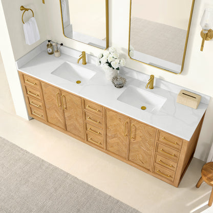 Jakarta 84" Freestanding Double Bath Vanity in Oak Natural Brown