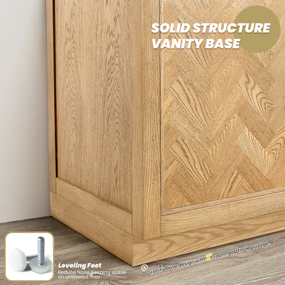 Jakarta 84" Freestanding Double Bath Vanity in Oak Weathering Light Brown with Silk White Quartz Stone Top