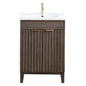 Palos 24" Free-standing Single Bath Vanity in Spruce Antique Brown with Drop-In White Ceramic Basin Top