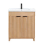 Palos 30" Free-standing Single Bath Vanity in Fir Wood Brown with Drop-In White Ceramic Basin Top