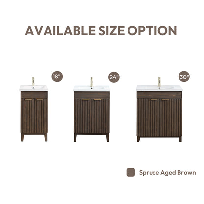 Palos 30" Free-standing Single Bath Vanity in Spruce Antique Brown with Drop-In White Ceramic Basin Top
