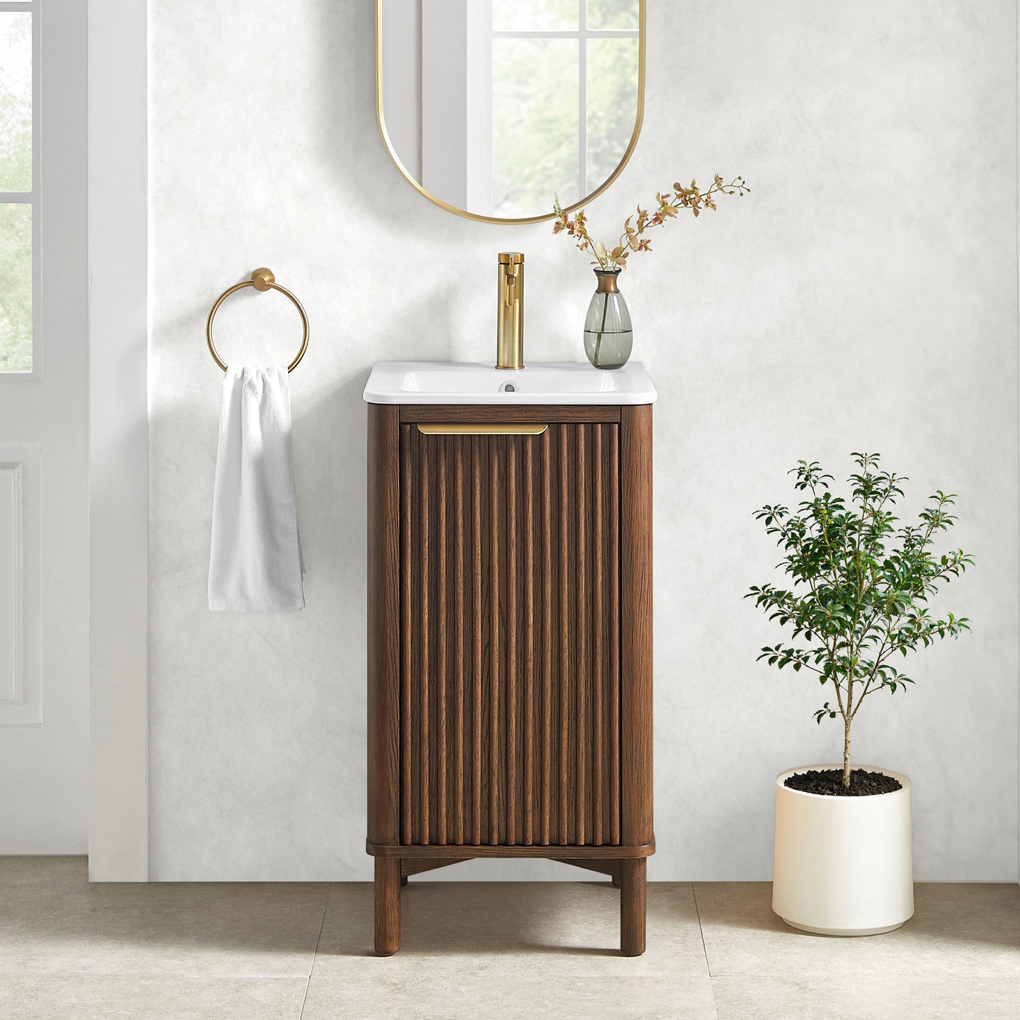 Mumbai 18" Single Bath Vanity in Aged Dark Brown Oak