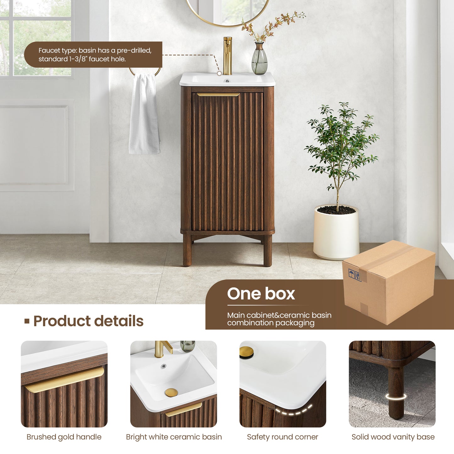 Mumbai 18" Single Bath Vanity in Aged Dark Brown Oak