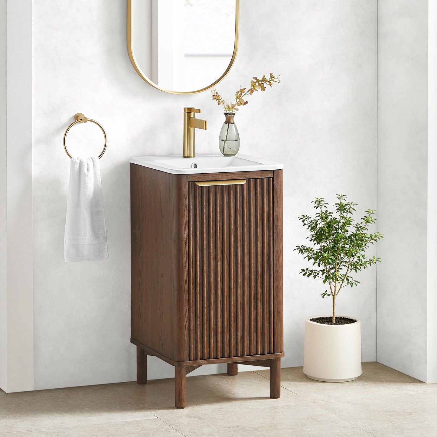Mumbai 18" Single Bath Vanity in Aged Dark Brown Oak