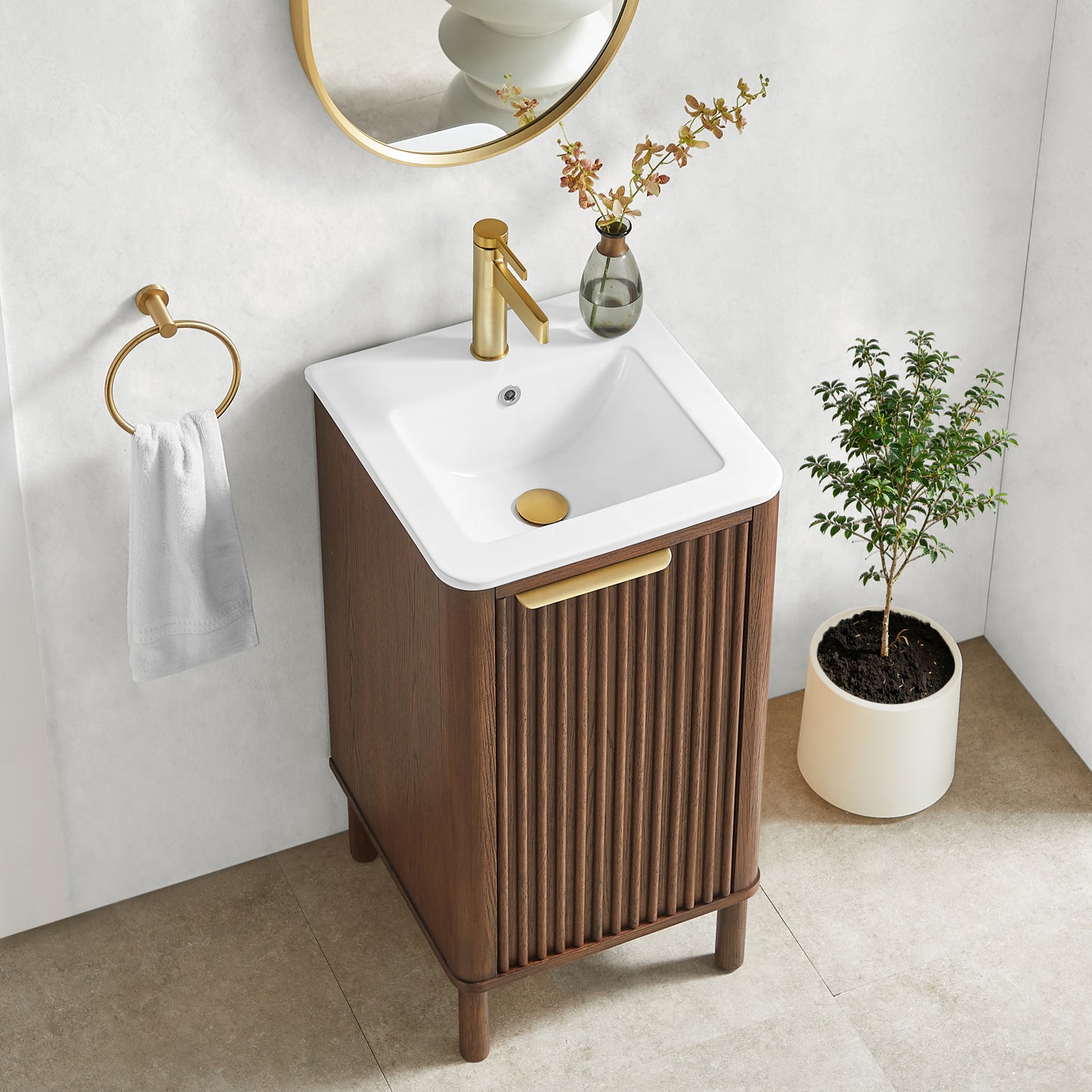 Mumbai 18" Single Bath Vanity in Aged Dark Brown Oak