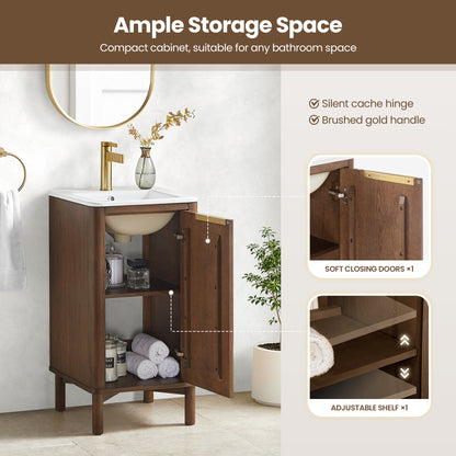 Mumbai 18" Single Bath Vanity in Aged Dark Brown Oak