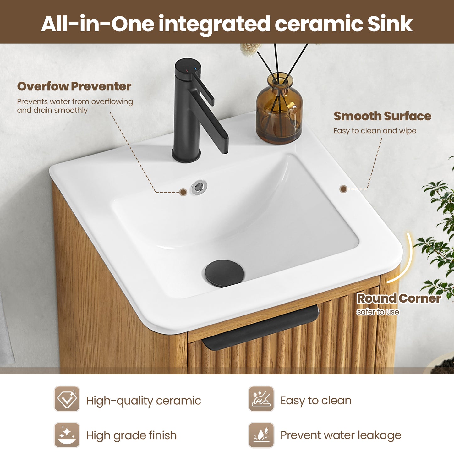 Mumbai 18" Single Bath Vanity in Oak Weathering Light Brown