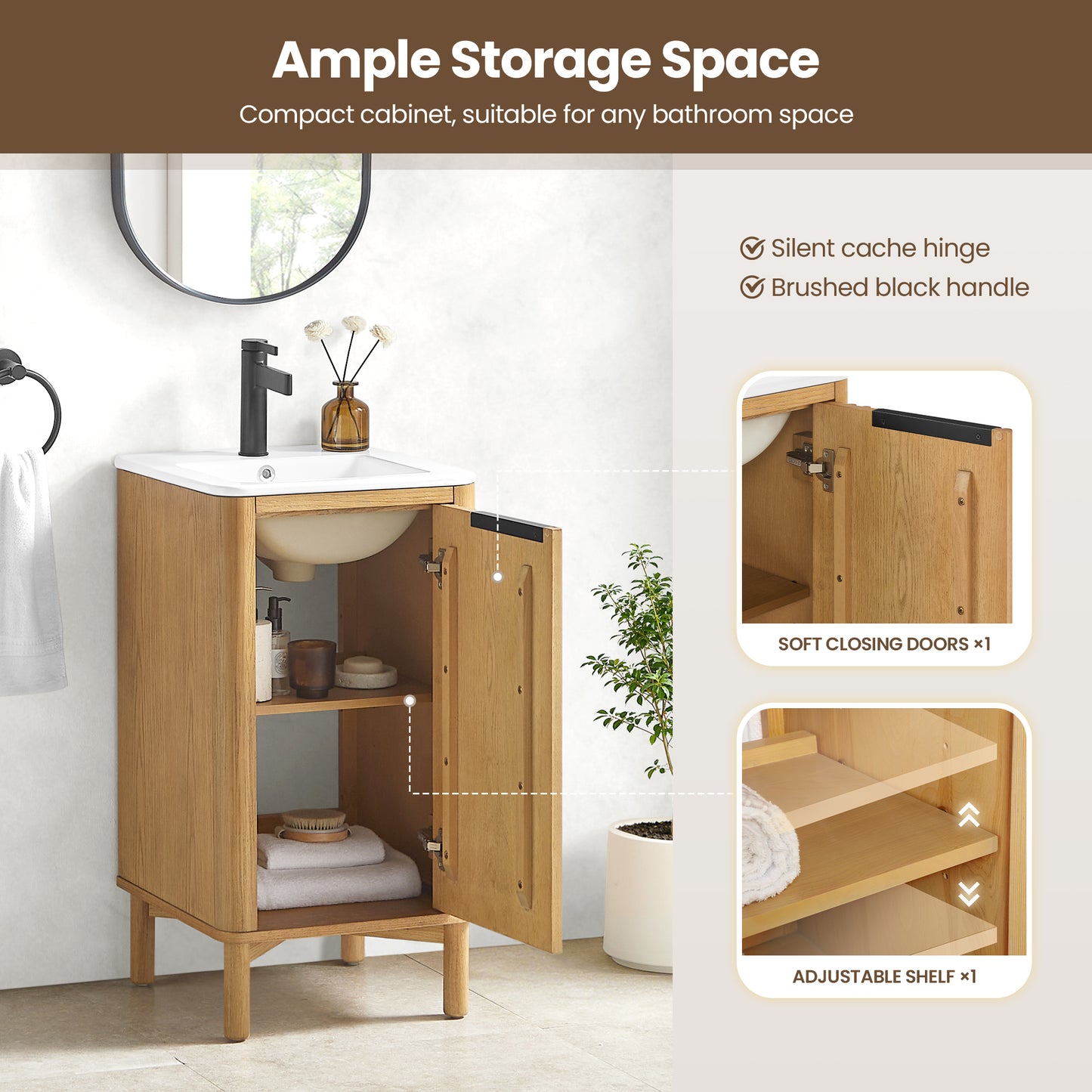 Mumbai 18" Single Bath Vanity in Oak Weathering Light Brown