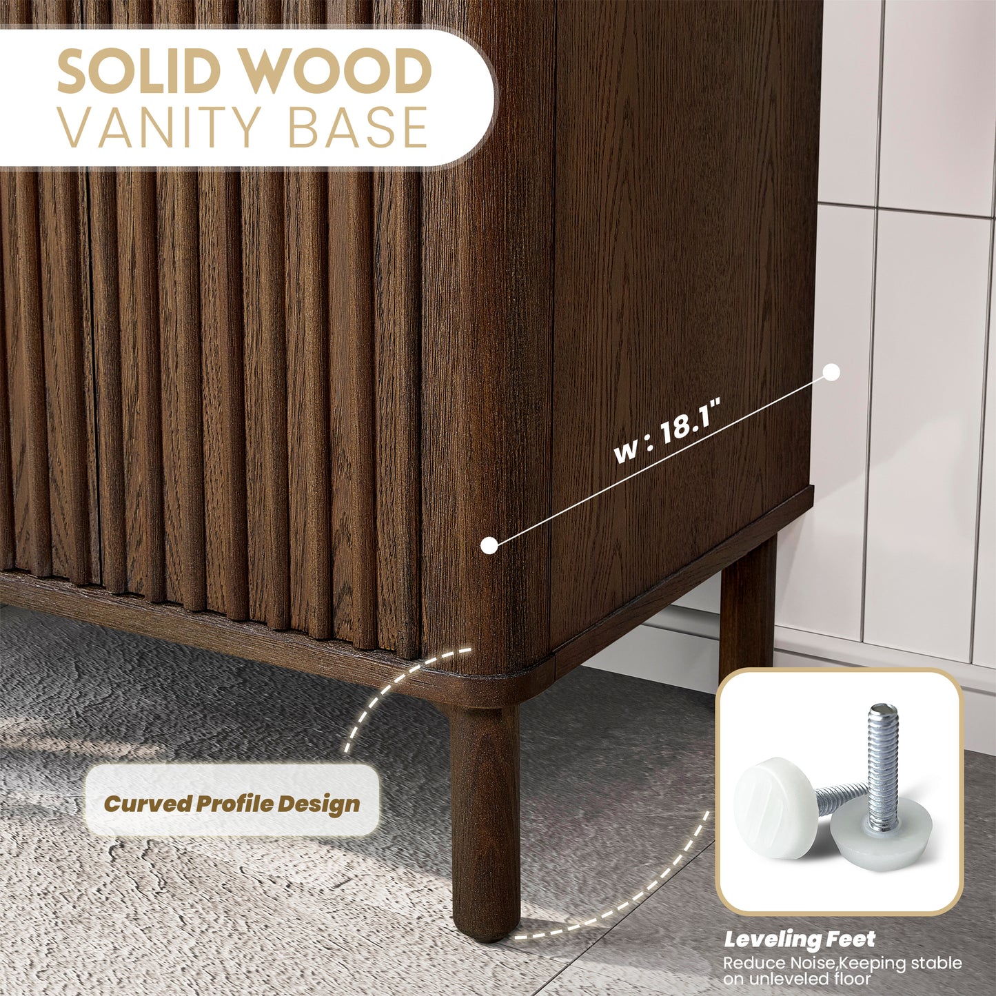 Mumbai 24" Free-standing Single Bath Vanity in Aged Dark Brown Oak with Drop-In White Ceramic Basin Top
