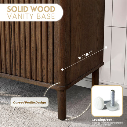 Mumbai 24" Free-standing Single Bath Vanity in Aged Dark Brown Oak with Drop-In White Ceramic Basin Top