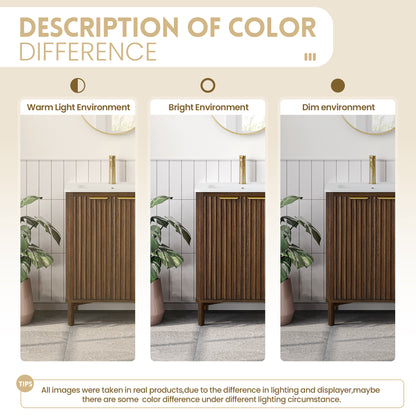 Mumbai 24" Free-standing Single Bath Vanity in Aged Dark Brown Oak with Drop-In White Ceramic Basin Top