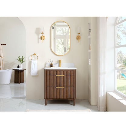 Mumbai 30" Single Sink Bath Vanity in Aged Dark Brown Oak