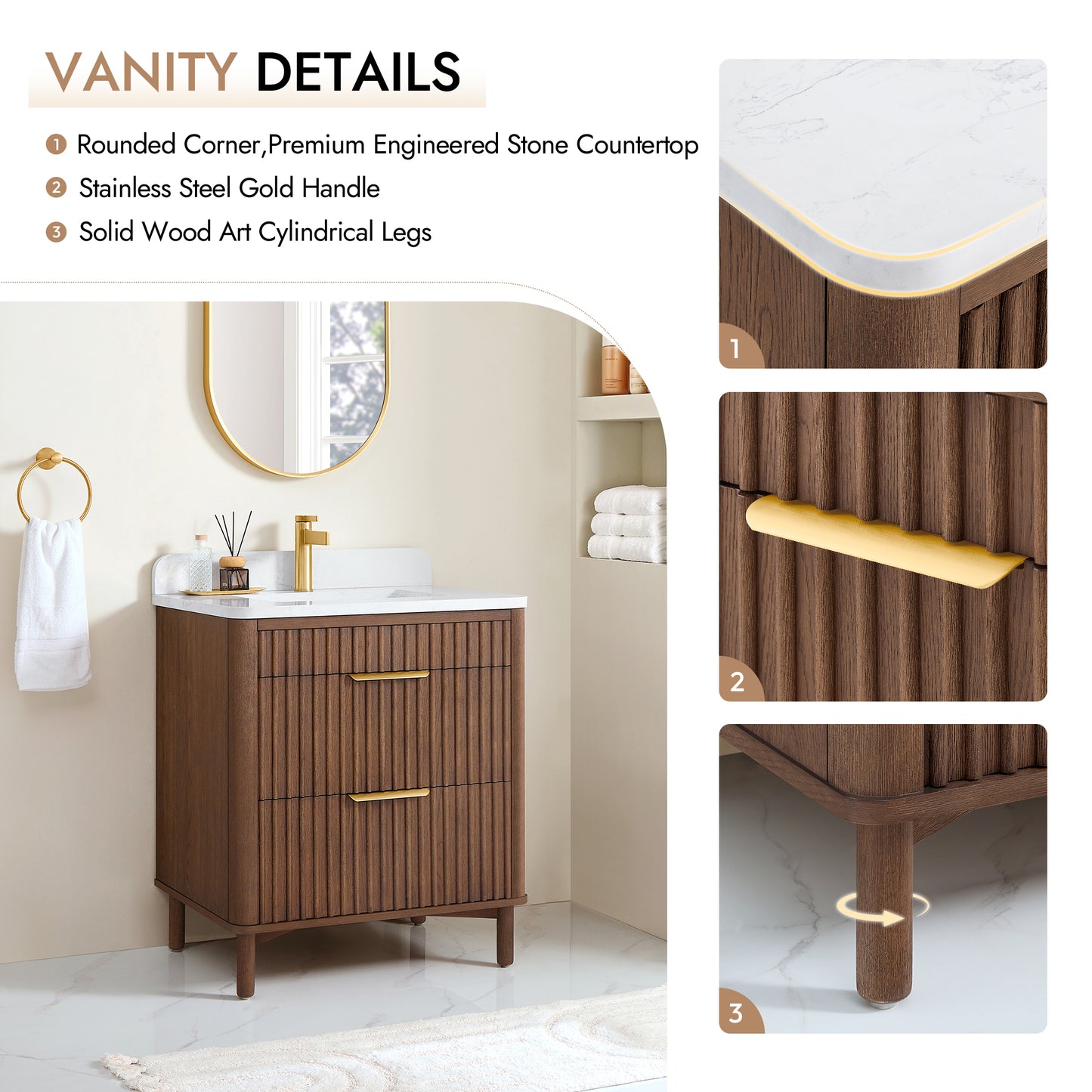 Mumbai 30" Single Sink Bath Vanity in Aged Dark Brown Oak
