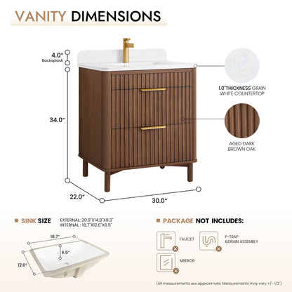 Mumbai 30" Single Sink Bath Vanity in Aged Dark Brown Oak