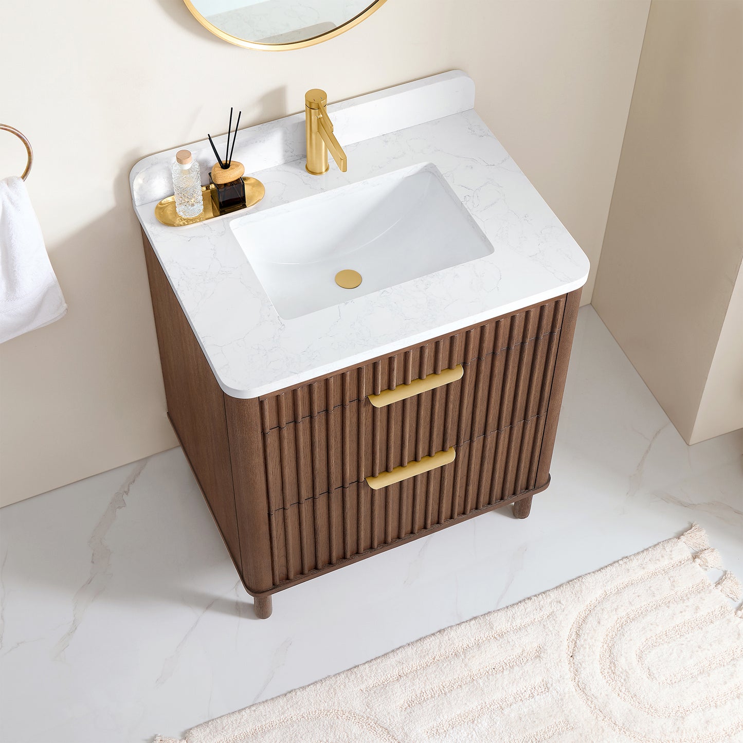 Mumbai 30" Single Sink Bath Vanity in Aged Dark Brown Oak