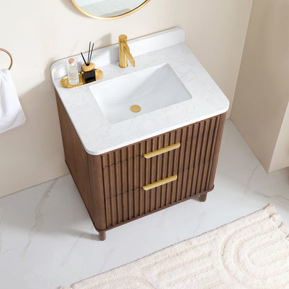 Mumbai 30" Single Sink Bath Vanity in Aged Dark Brown Oak