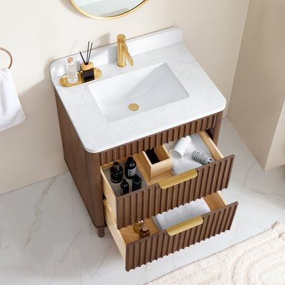 Mumbai 30" Single Sink Bath Vanity in Aged Dark Brown Oak