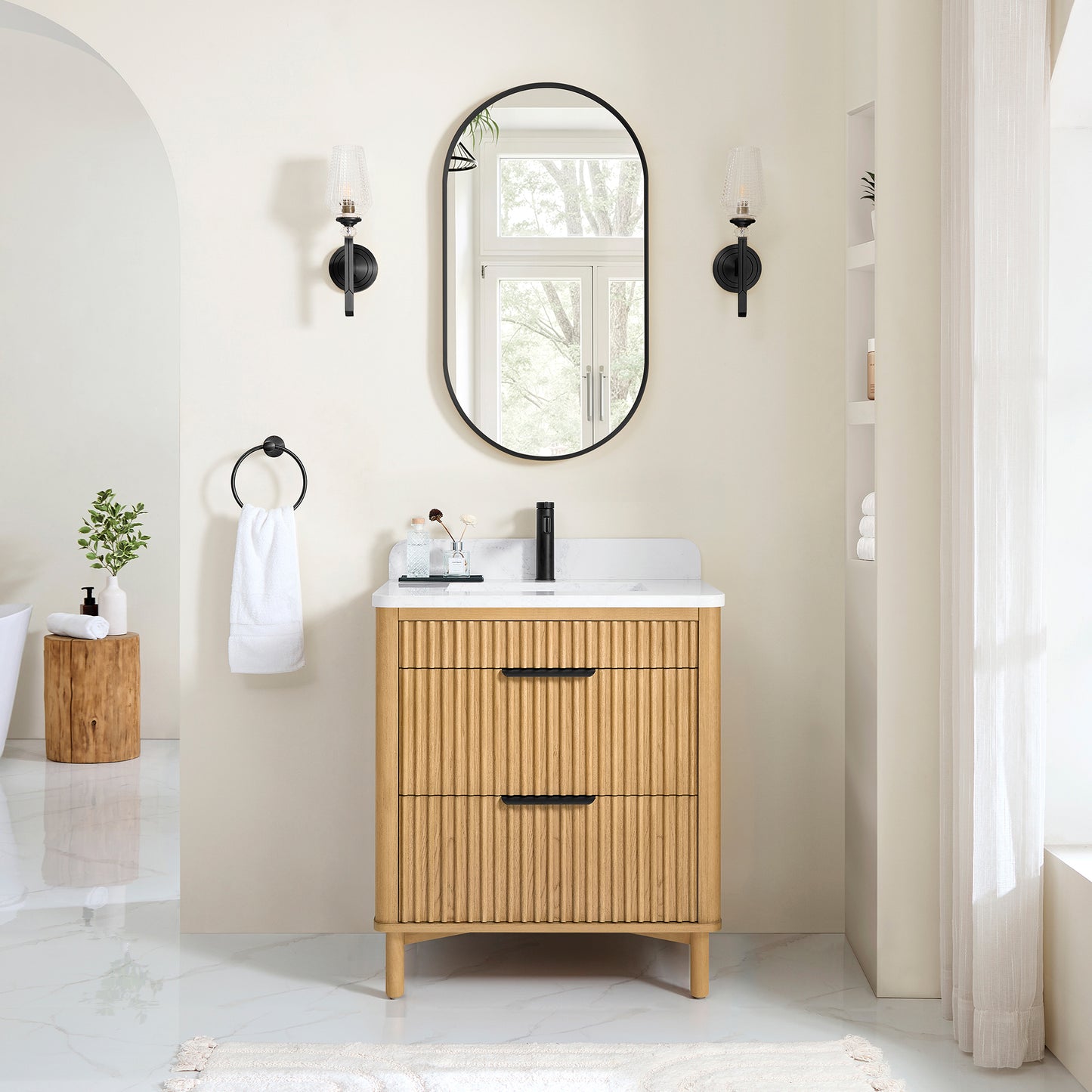 Mumbai 30" Single Sink Bath Vanity in Oak Weathering Light Brown