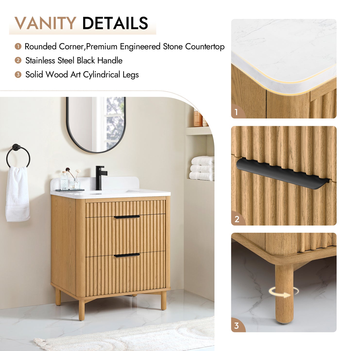Mumbai 30" Single Sink Bath Vanity in Oak Weathering Light Brown