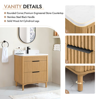 Mumbai 30" Single Sink Bath Vanity in Oak Weathering Light Brown