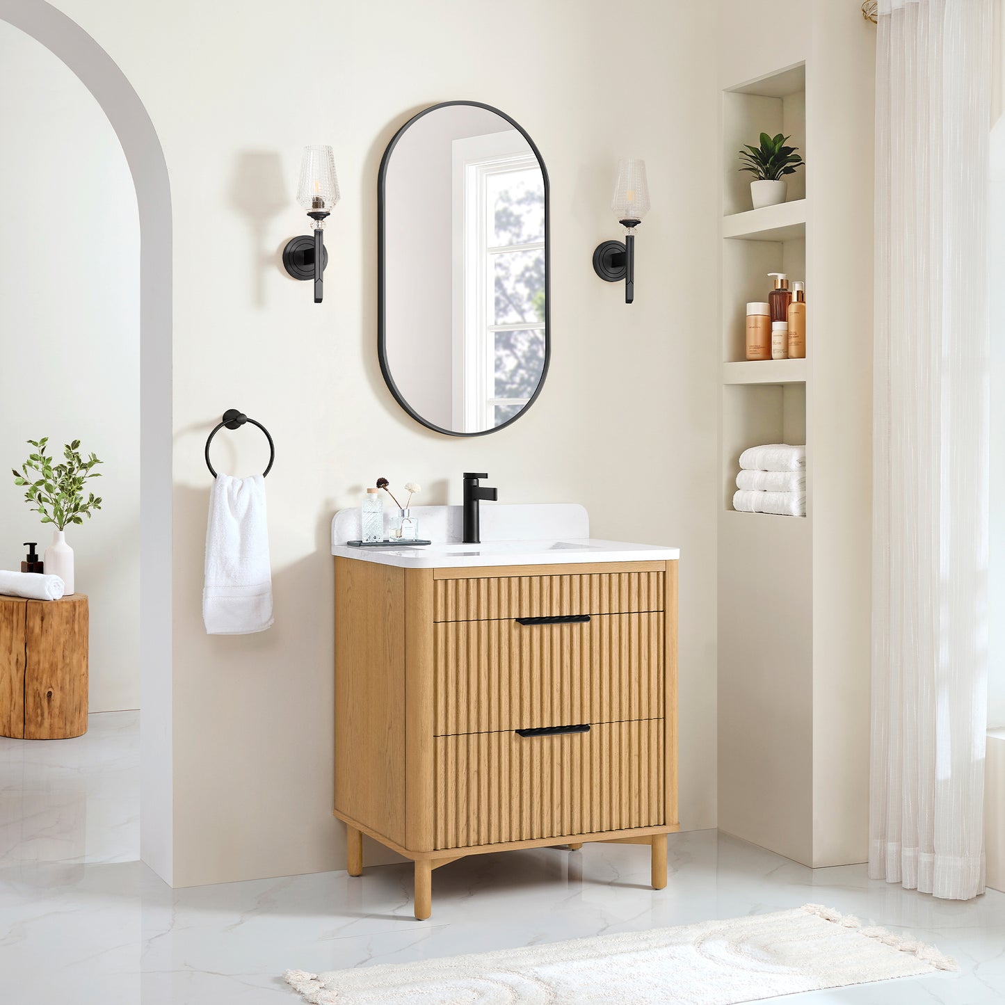 Mumbai 30" Single Sink Bath Vanity in Oak Weathering Light Brown