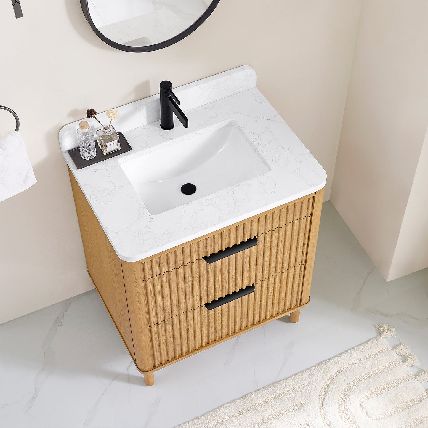 Mumbai 30" Single Sink Bath Vanity in Oak Weathering Light Brown