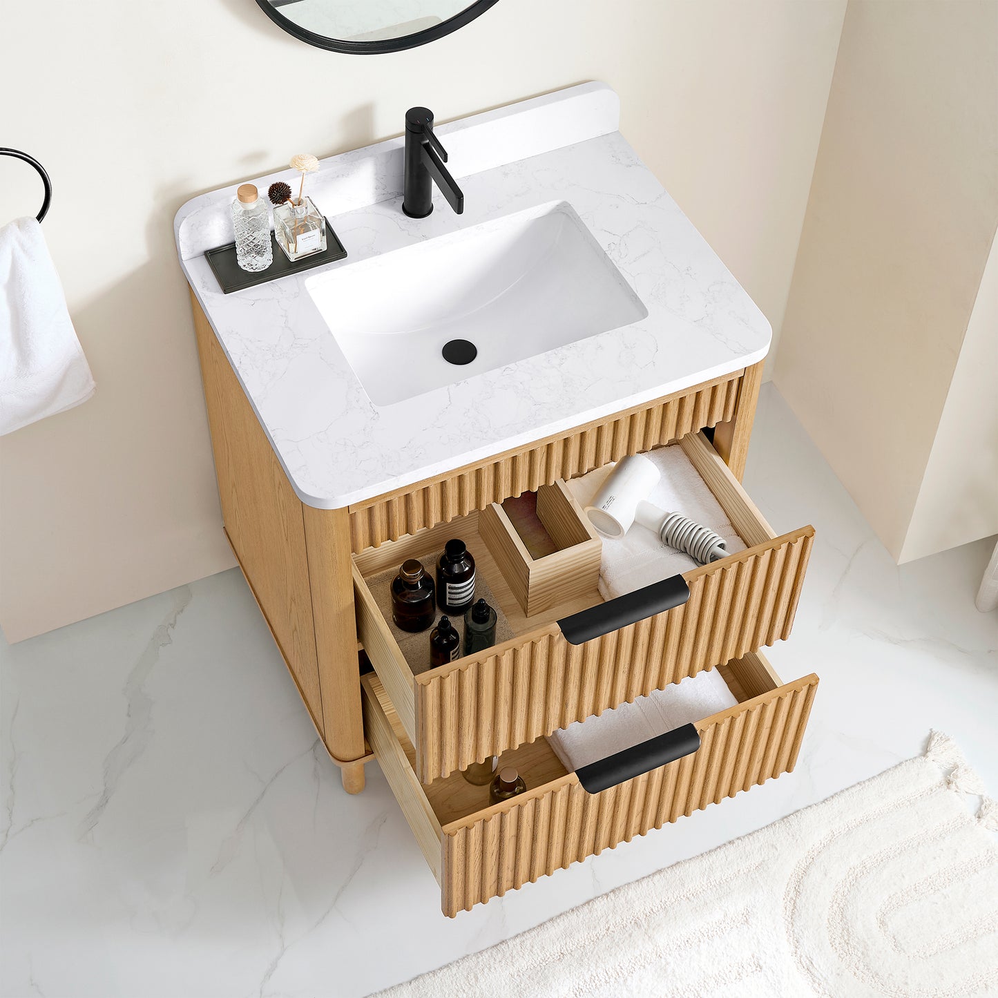 Mumbai 30" Single Sink Bath Vanity in Oak Weathering Light Brown