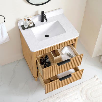 Mumbai 30" Single Sink Bath Vanity in Oak Weathering Light Brown