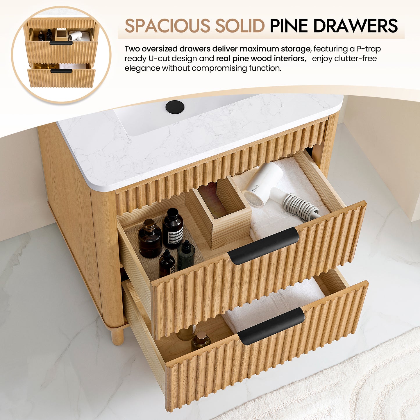 Mumbai 30" Single Sink Bath Vanity in Oak Weathering Light Brown