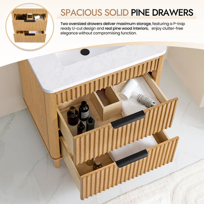 Mumbai 30" Single Sink Bath Vanity in Oak Weathering Light Brown