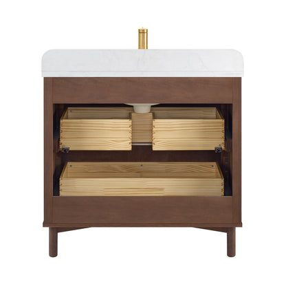 Mumbai 36" Single Sink Bath Vanity in Aged Dark Brown Oak