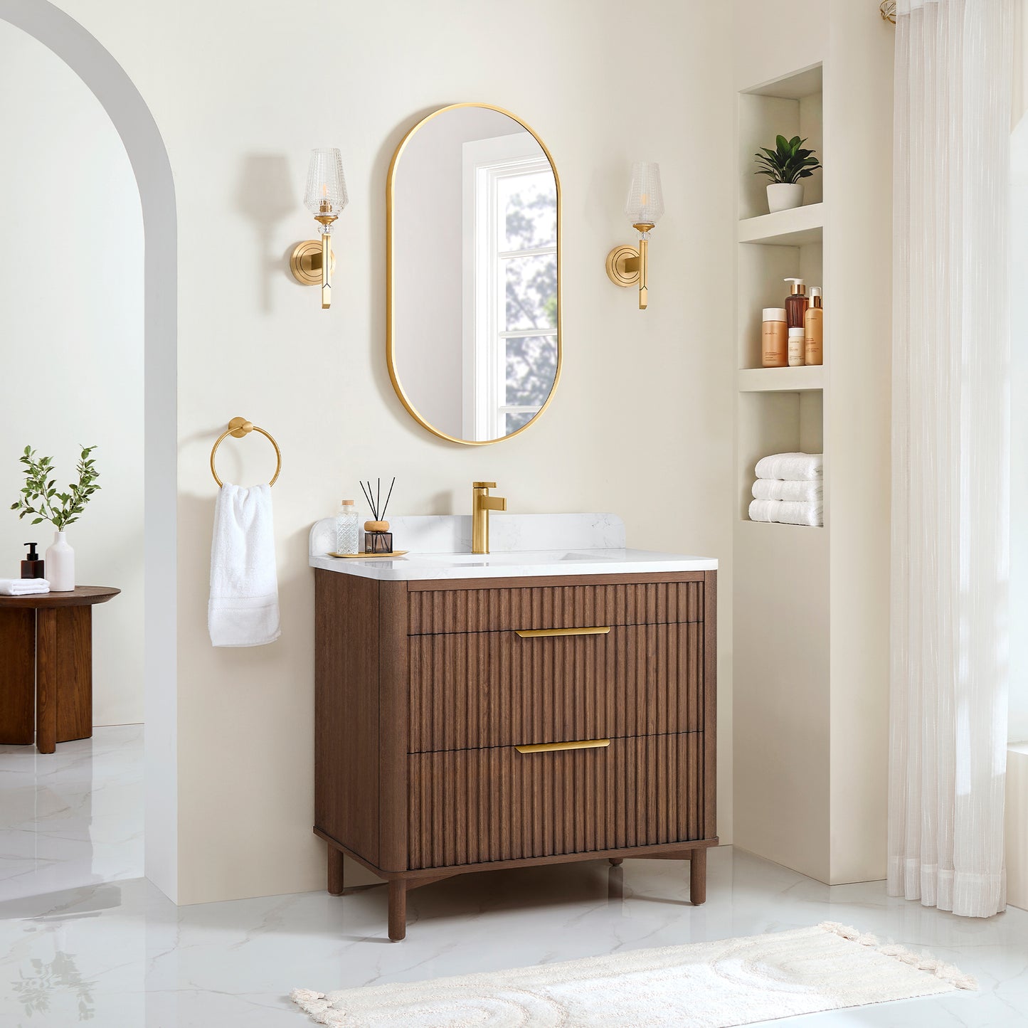 Mumbai 36" Single Sink Bath Vanity in Aged Dark Brown Oak