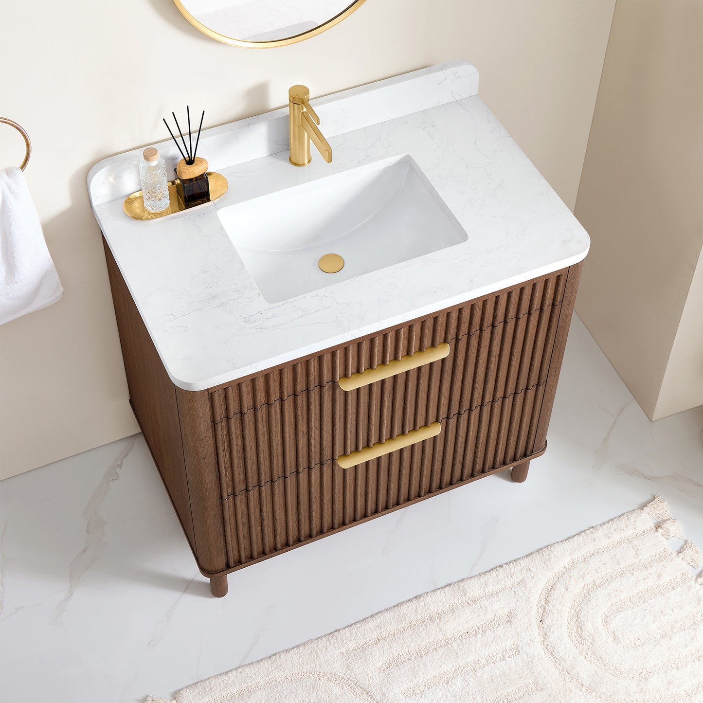Mumbai 36" Single Sink Bath Vanity in Aged Dark Brown Oak