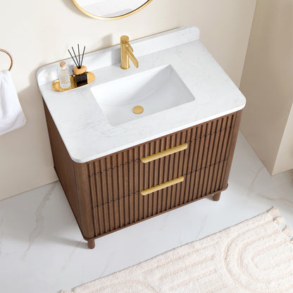 Mumbai 36" Single Sink Bath Vanity in Aged Dark Brown Oak
