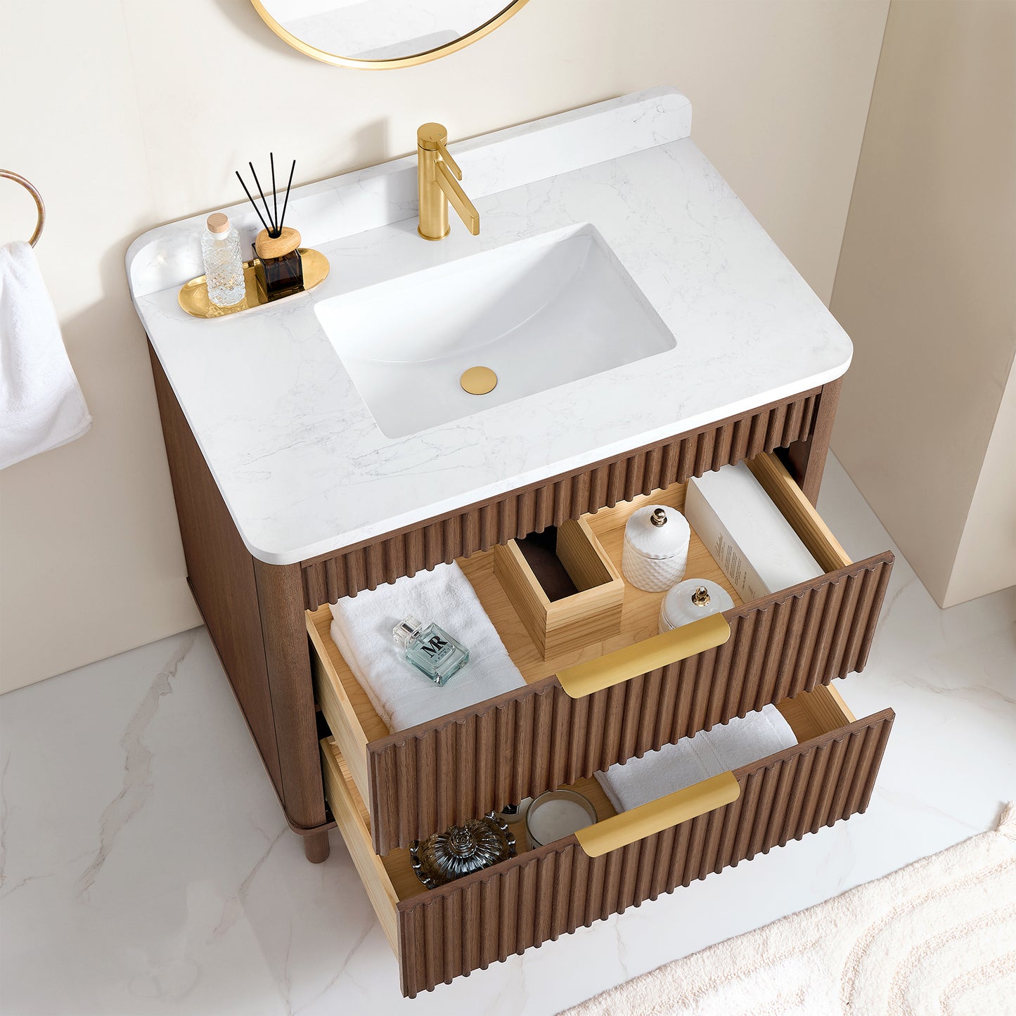 Mumbai 36" Single Sink Bath Vanity in Aged Dark Brown Oak