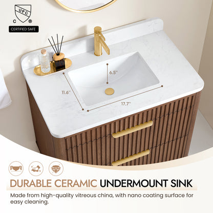 Mumbai 36" Single Sink Bath Vanity in Aged Dark Brown Oak