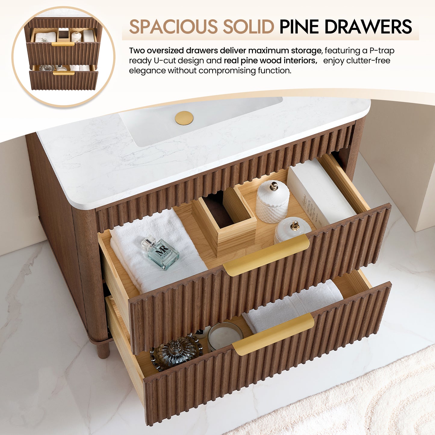 Mumbai 36" Single Sink Bath Vanity in Aged Dark Brown Oak