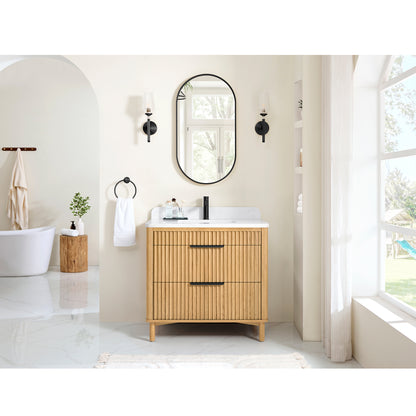 Mumbai 36" Single Sink Bath Vanity in Oak Weathering Light Brown