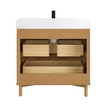 Mumbai 36" Single Sink Bath Vanity in Oak Weathering Light Brown