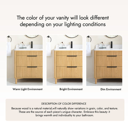 Mumbai 36" Single Sink Bath Vanity in Oak Weathering Light Brown