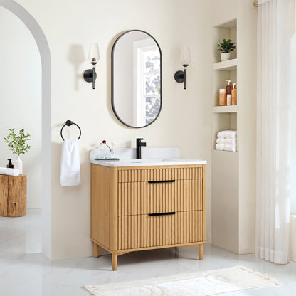 Mumbai 36" Single Sink Bath Vanity in Oak Weathering Light Brown