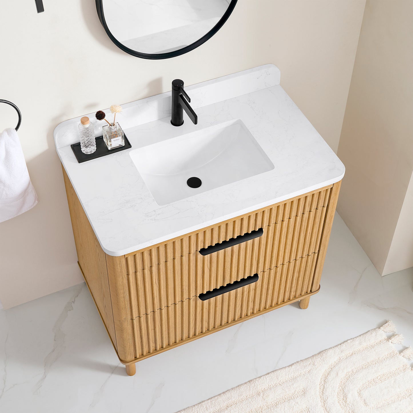 Mumbai 36" Single Sink Bath Vanity in Oak Weathering Light Brown