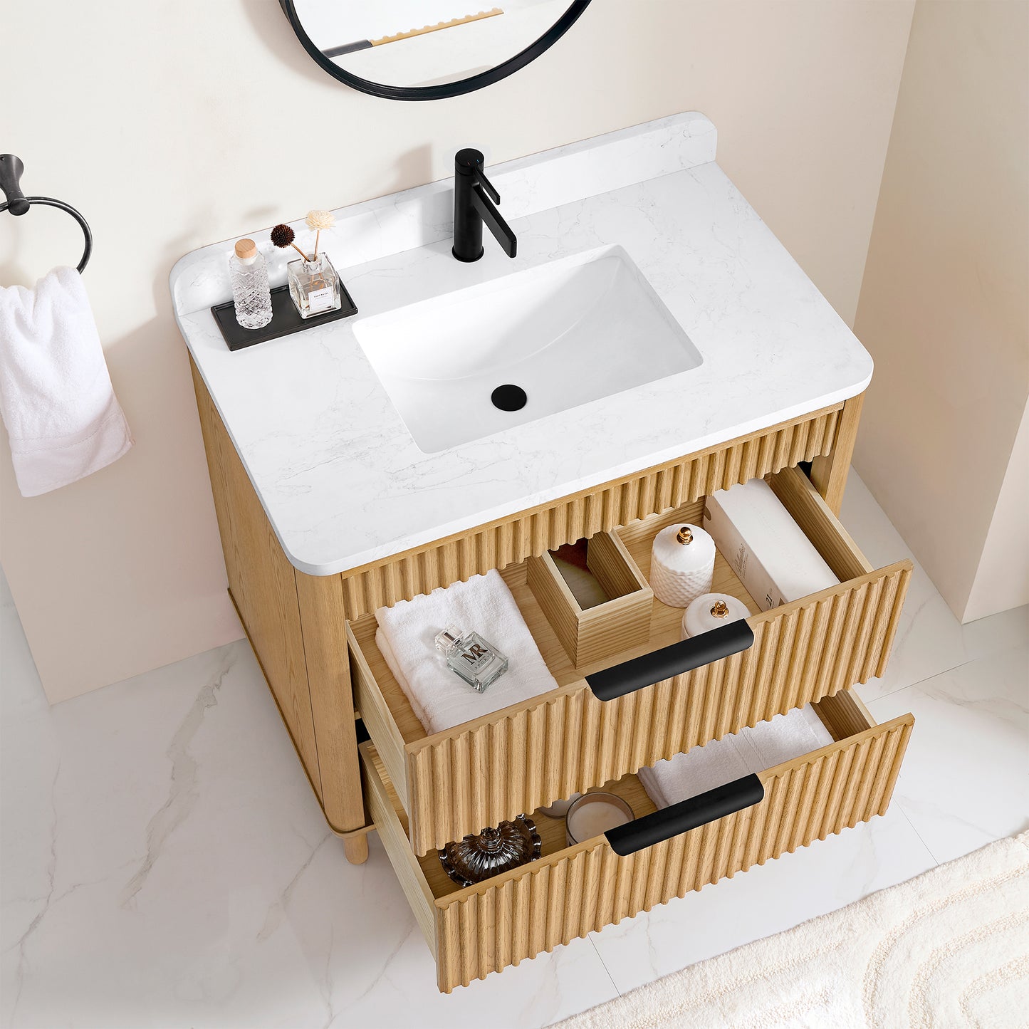Mumbai 36" Single Sink Bath Vanity in Oak Weathering Light Brown