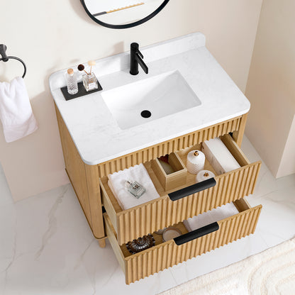 Mumbai 36" Single Sink Bath Vanity in Oak Weathering Light Brown