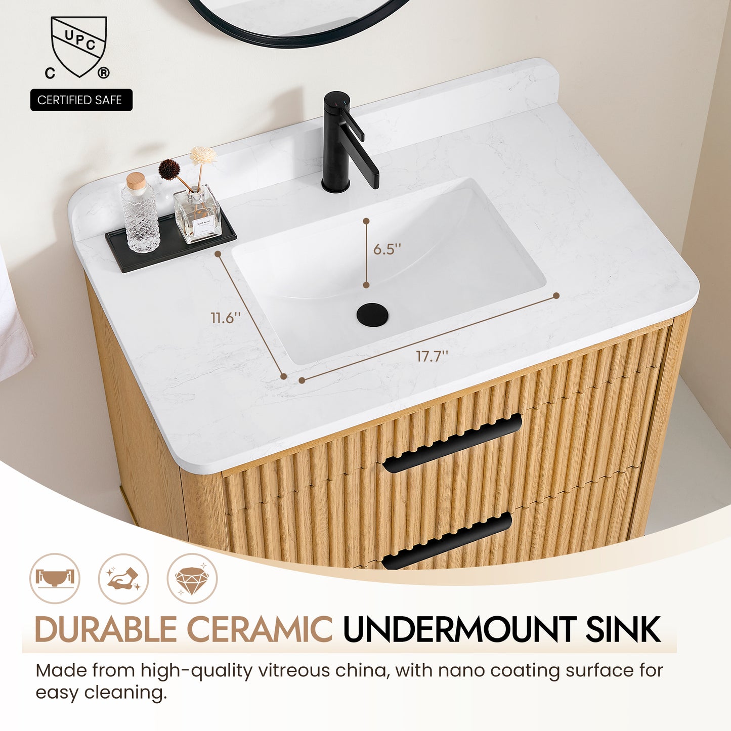 Mumbai 36" Single Sink Bath Vanity in Oak Weathering Light Brown