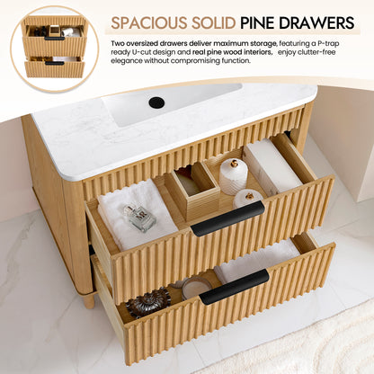 Mumbai 36" Single Sink Bath Vanity in Oak Weathering Light Brown
