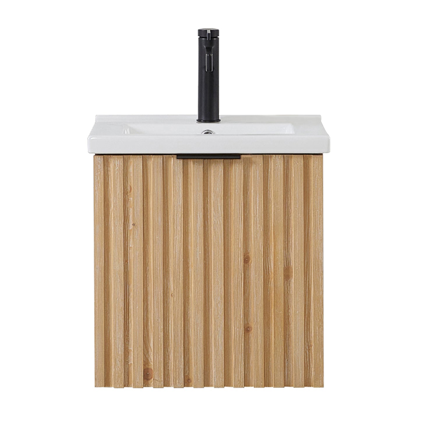 Manila Floating Single Bath Vanity in Washed Ash Grey with Drop-In White Ceramic Basin Top