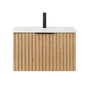 Manila Floating Single Bath Vanity in Washed Ash Grey with Drop-In White Ceramic Basin Top