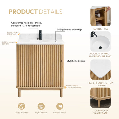 Seoul Bath Vanity with Grain Composite Stone Top